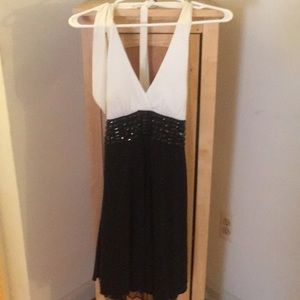 Black and white Halter Tie Neck